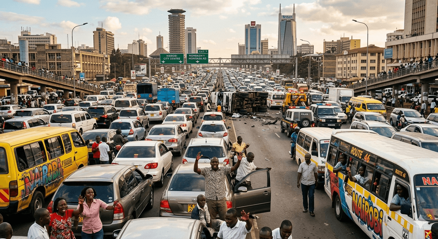 Urban Gridlock Encircling an Accident Scene