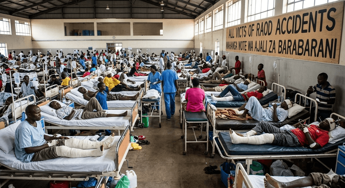Emergency Hospital Ward Packed with Fracture Victims